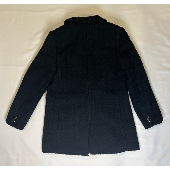 H&M women's Textured Double Breast Black Winter Coat size Sm - Picture 3 of 7